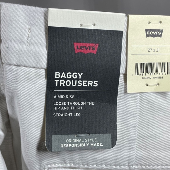 NEW Levis Pants Womens 27 off white cotton baggy straight leg trouser casual - Picture 5 of 12
